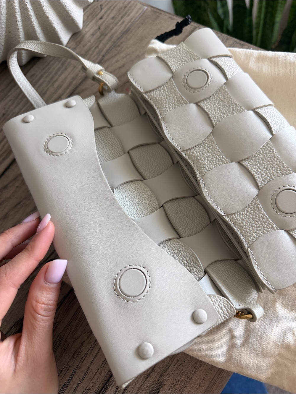 Polène Ivory Neti Woven Leather Shoulder Bag - Picture 3 of 7
